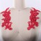 1 Pair Coral Pink Sequin Beaded Lace Applique Set Alencon Chiffon Bridal